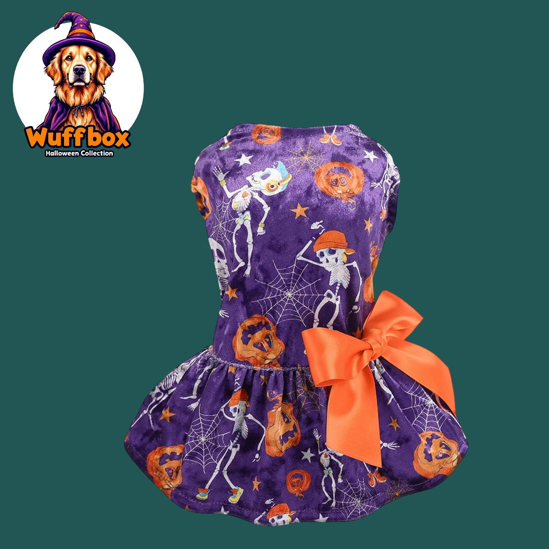 Purple Velvet Halloween Bowknot Dress