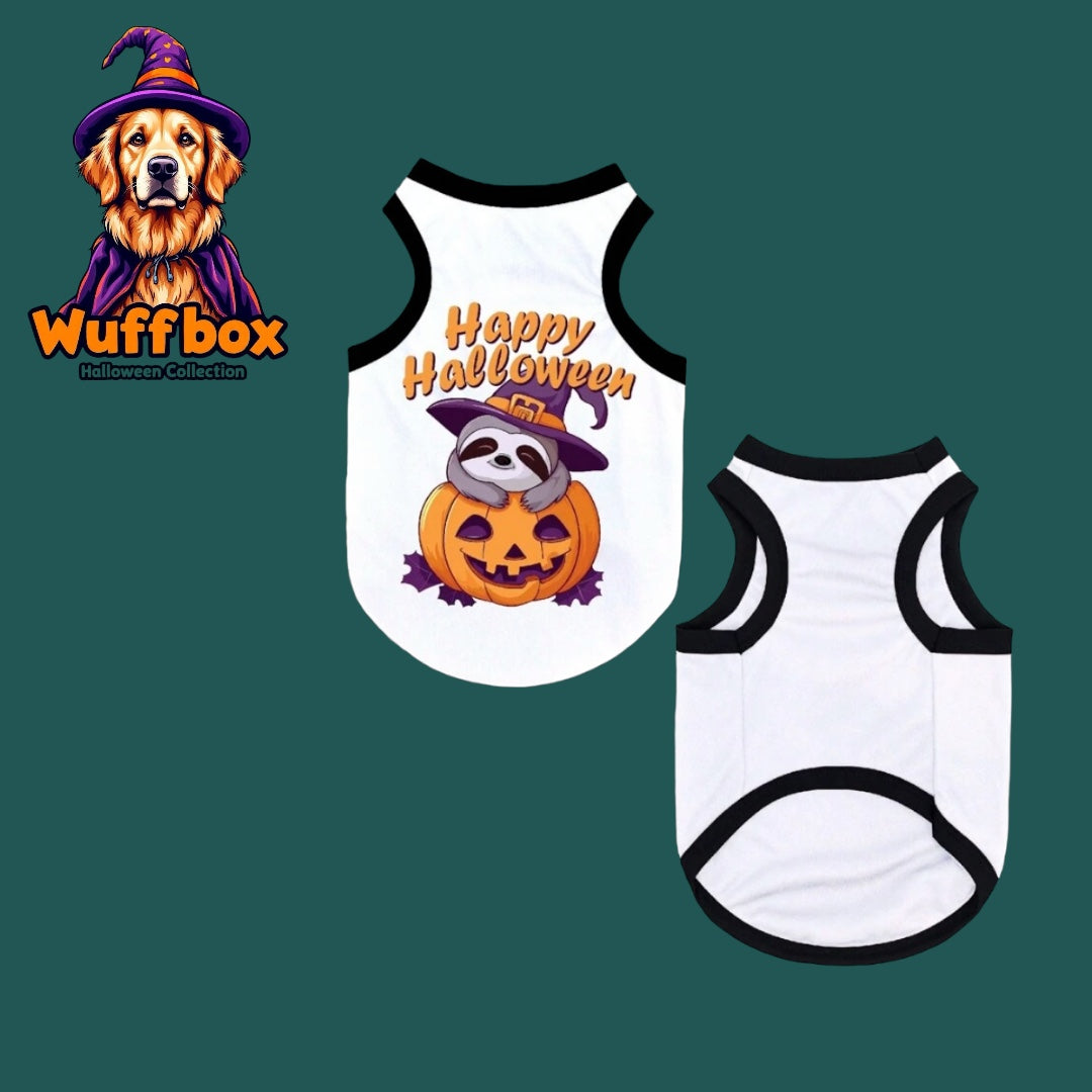 White “Happy Halloween” Print Tank