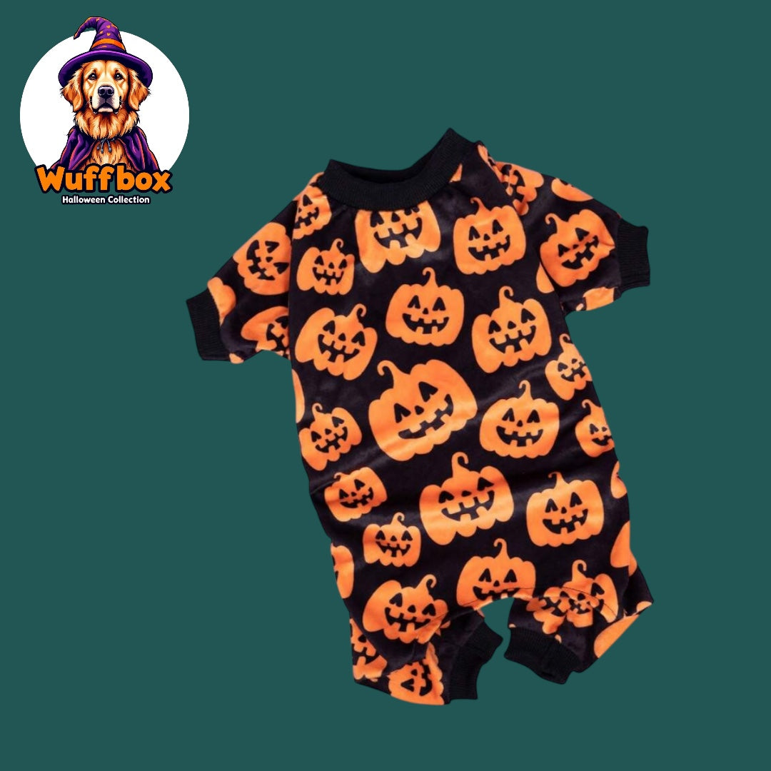 Halloween Velvet Pumpkin Dog Onesie