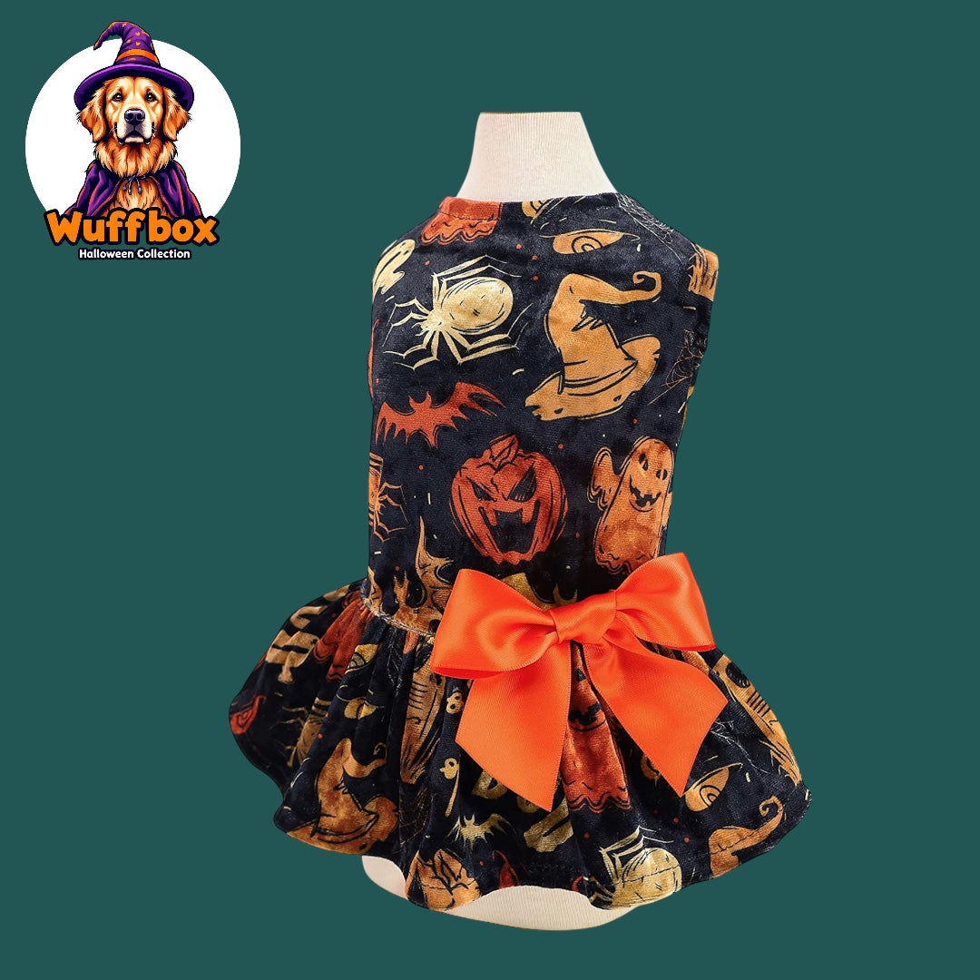 Scary Velvet Bowknot Halloween Dress