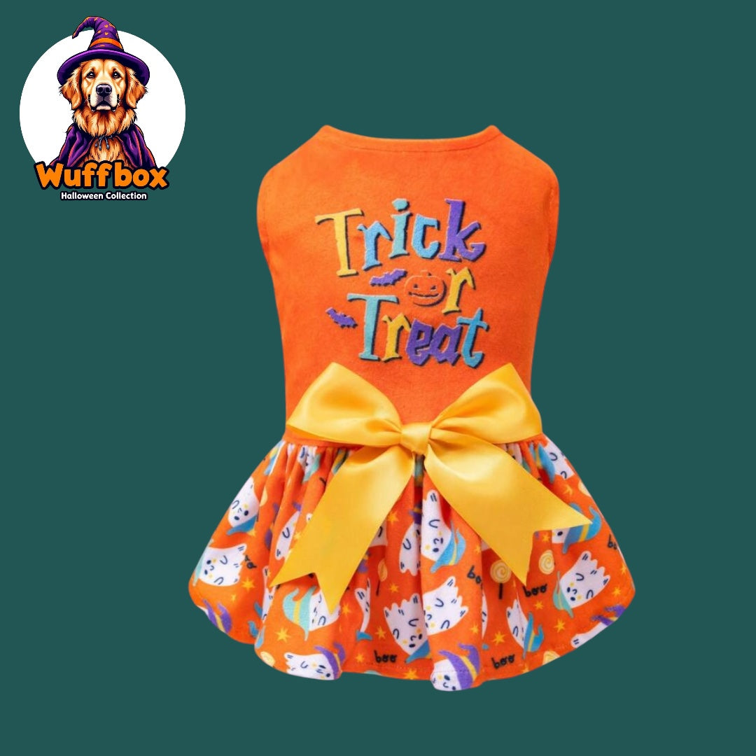 “Trick or Treat” Velvet Halloween Bowknot Dress