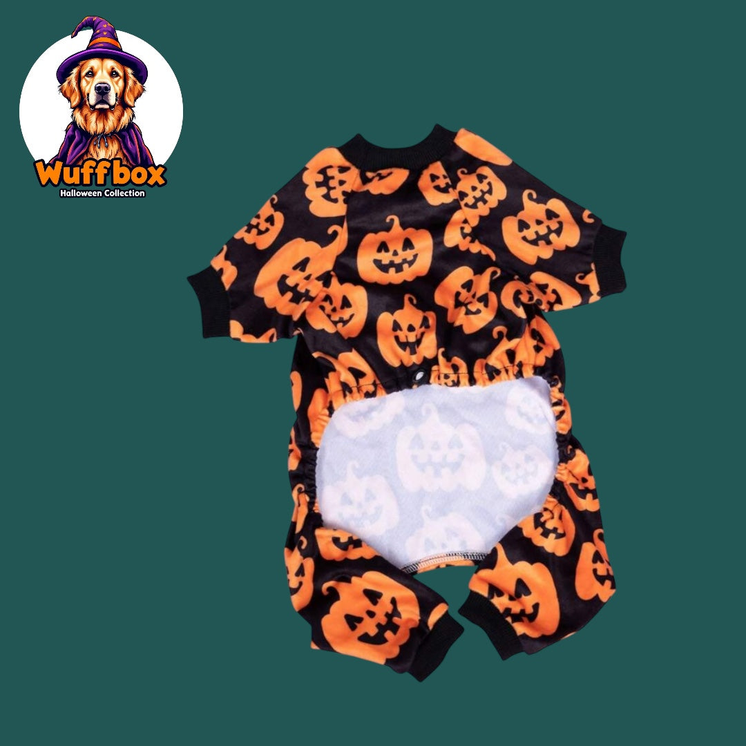 Halloween Velvet Pumpkin Dog Onesie