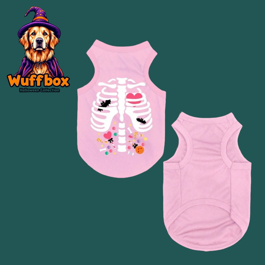 Pink Skeleton & Candy Print Halloween Tank