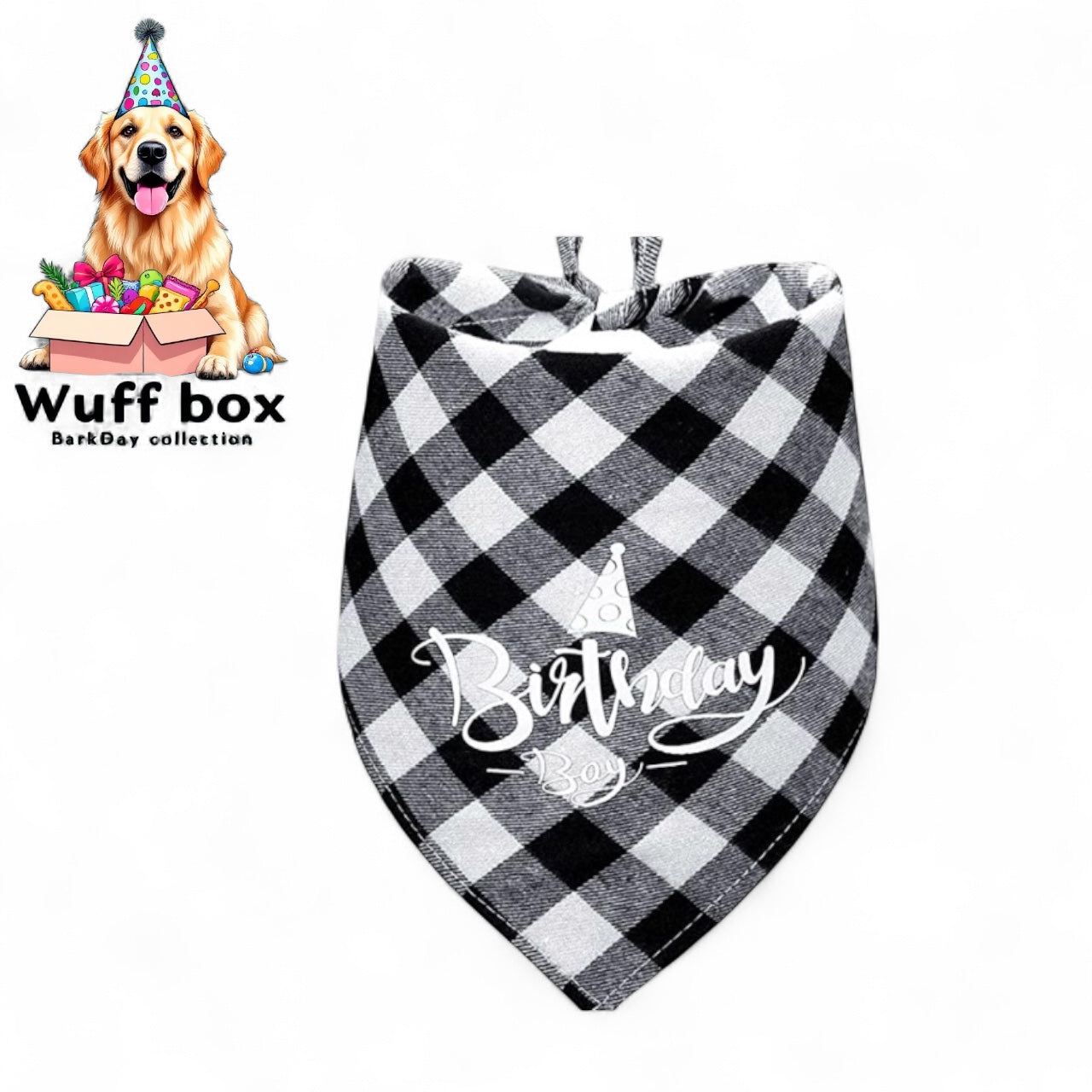 B&W Checkard “Birthday Boy” Bandana